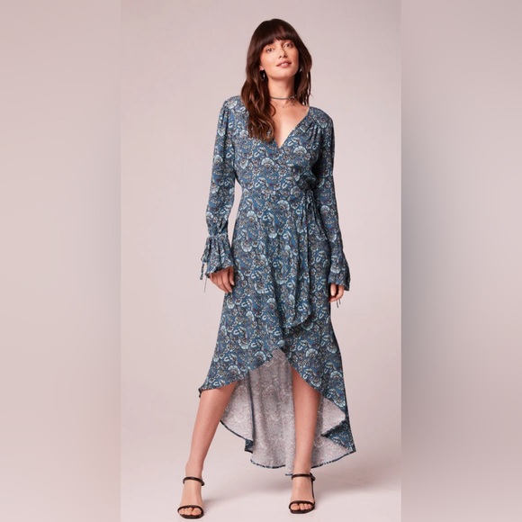 JEWEL TEAL FLORAL WRAP MAXI DRESS - Picture 3 of 5